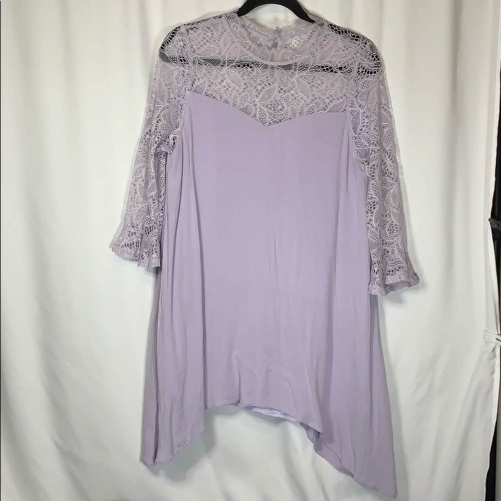 Purple flowy dress with lace by Ty Alexander’s